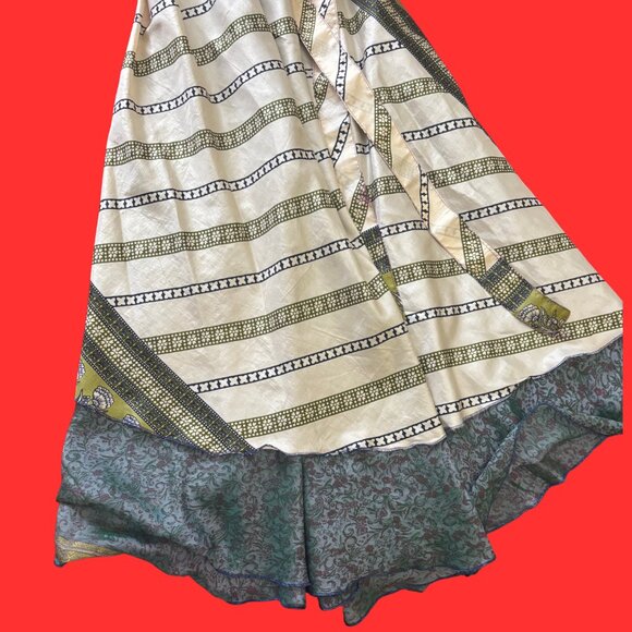 Two and Three-Layer Silk Sari Wrap Skirt | Multi-Style | Recycled Silk - Picture 8 of 11